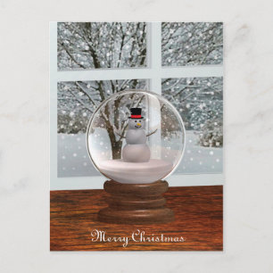 Cartão postal Snowman Snow Globe