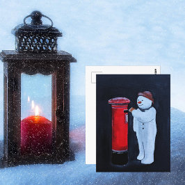 Cartão Postal Snowman's Letter to Santa Painting by Alfred Fox