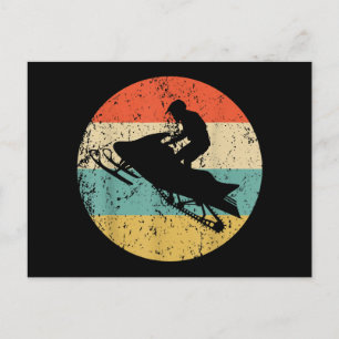 Cartão Postal Snowmobile Retro Style Snowmobiling