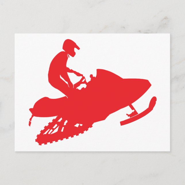 Cartão Postal Snowmobiler/Red Sled (Frente)
