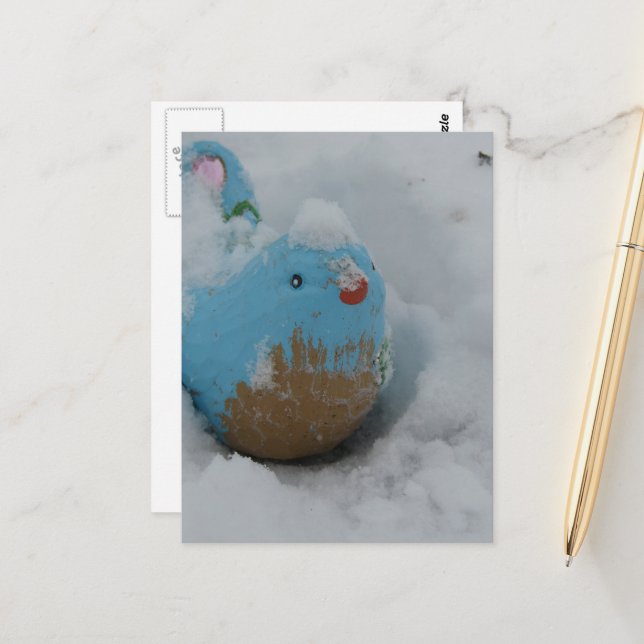 Cartão Postal Snowy Blue Bird (Frente/Verso In Situ)