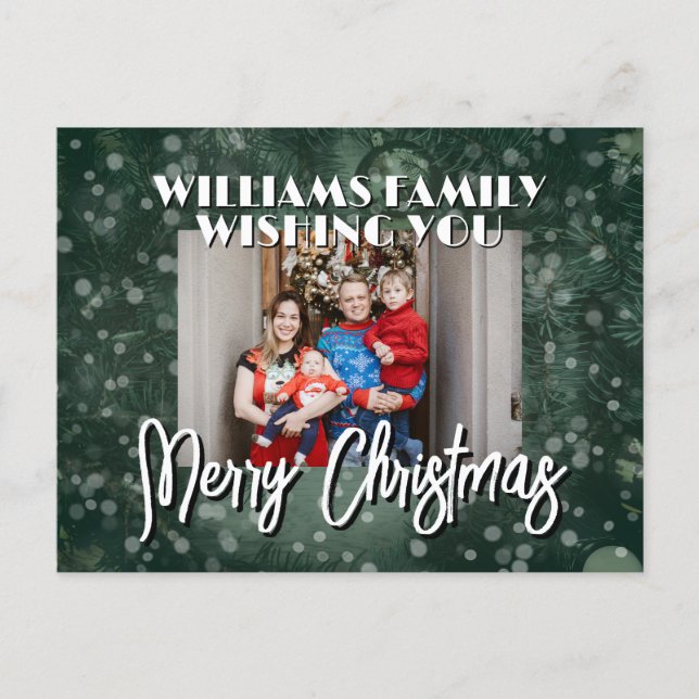 Cartão Postal Snowy family picture Christmas (Frente)