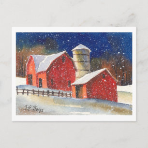 Cartão Postal Snowy New England Barns