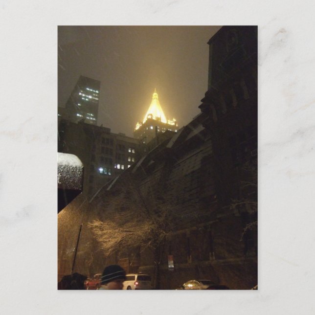Cartão Postal Snowy Night (Frente)