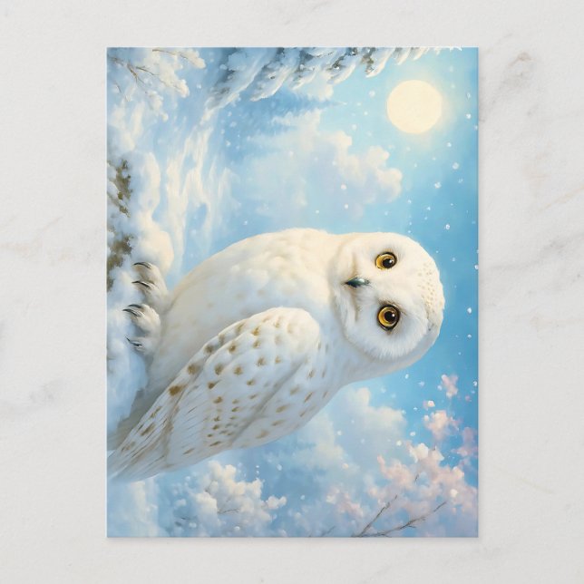Cartão Postal Snowy Owl in a Winter Wonderland (Frente)