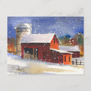 Cartão Postal Snowy Pennsylvania Barns