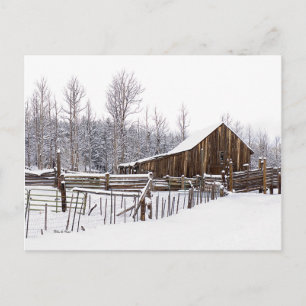 Cartão Postal Snowy Rural Barn Scene Foto Pensando Em Você