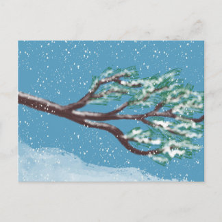 Cartão Postal Snowy Winter Branches Hand-Drawn