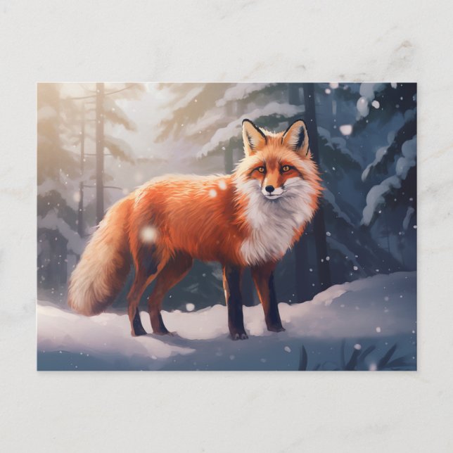 Cartão postal Snowy Winter Fox (Frente)