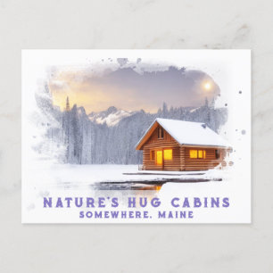 Cartão Postal *~* Snowy Woods Cabin Sunrise Montanhas AP49