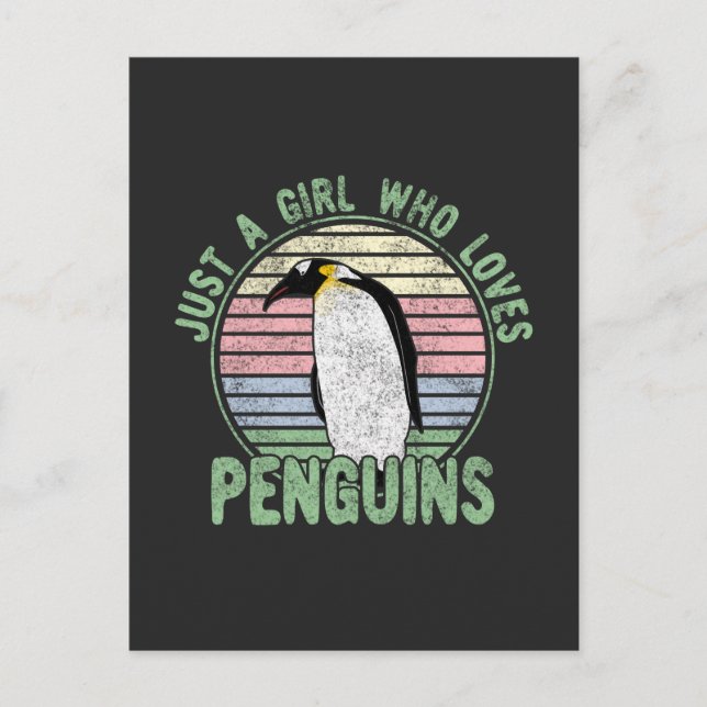 Cartão Postal Só uma garota que ama pinguins (Frente)