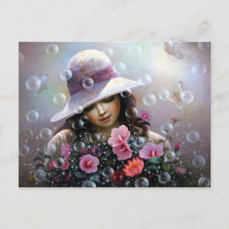 Cartão Postal soap bubble girl - rosa Sharon de música