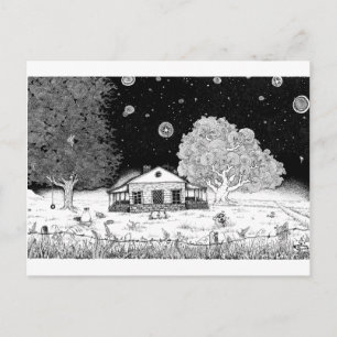 Cartão Postal Sob Caneta de estrelas e ilustração de tinta