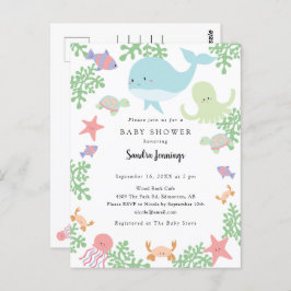 Cartão Postal Sob o Chá de fraldas do mar Pastel Kawaii