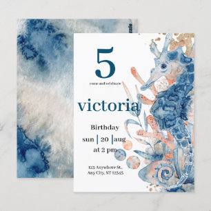 Cartão Postal Sob o mar Blue Beach Whale babyShower