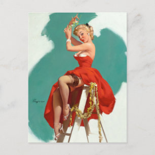 Cartão Postal Sob o Mistletoe Pin Up