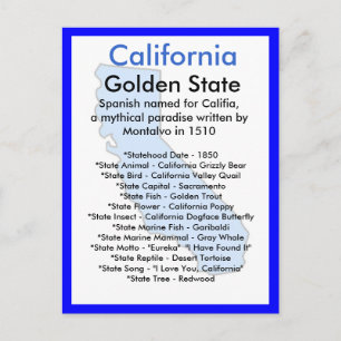 Cartão Postal Sobre a Califórnia