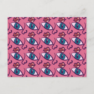 Cartão Postal Sobre a face - Olhos, Lábios da boca