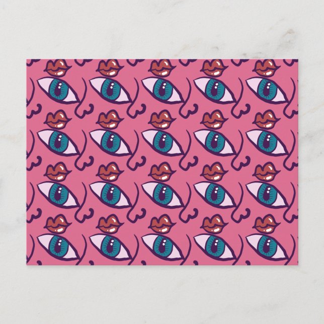 Cartão Postal Sobre a face - Olhos, Lábios da boca (Frente)