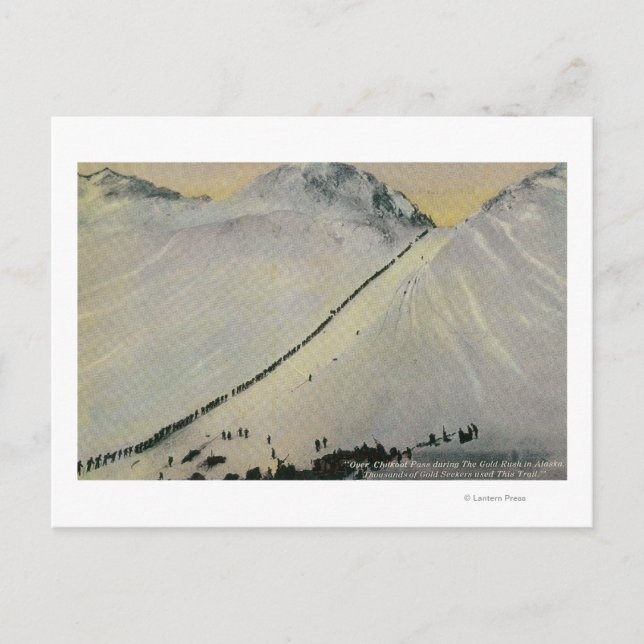 Cartão Postal Sobre a passagem de Chilkoot durante a febre do (Frente)