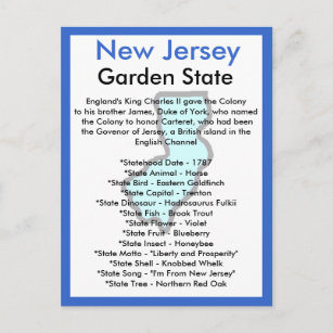 Cartão Postal Sobre Nova Jersey