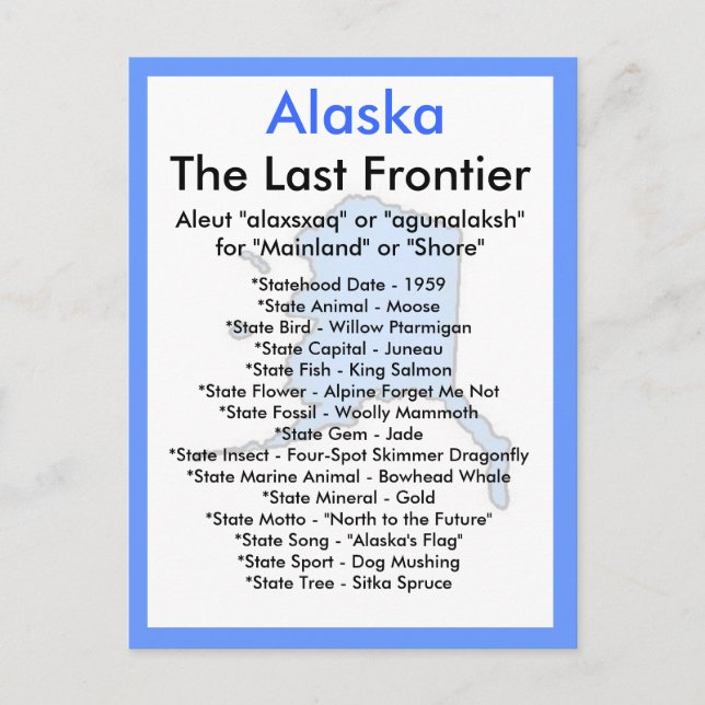Cartão Postal Sobre o Alaska (Frente)