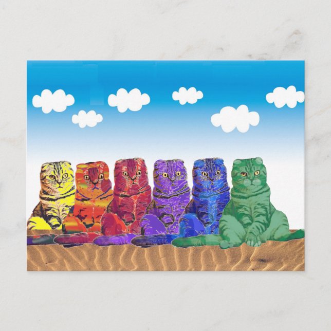 Cartão Postal Sobre os Gatos Arco-Íris (Frente)