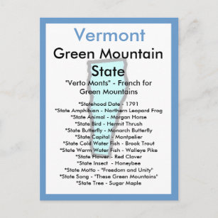 Cartão Postal Sobre Vermont
