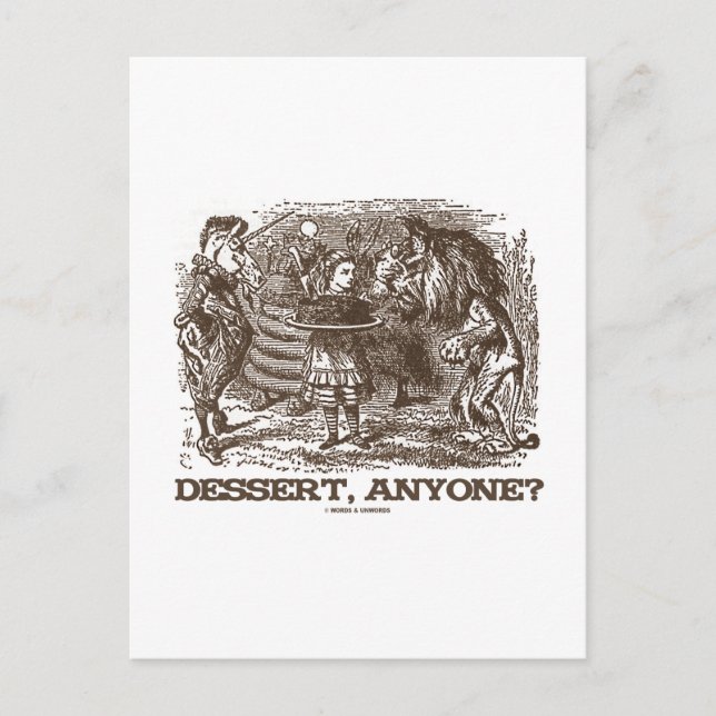 Cartão Postal Sobremesa, Alguém? (Alice Unicórnio Leão Wonderlan (Frente)