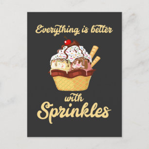Cartão Postal Sobremesa de sorvete Sprinkles Amante de Icecream