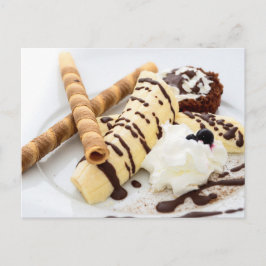CARTÃO POSTAL SOBREMESA DE WAFFLE DE SORVETE DE BANANA POSTCROSS