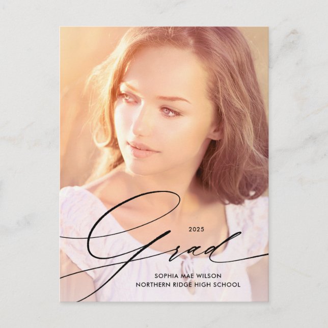 Cartão Postal Sobreposição de Caligrafia Elegante Foto Completa  (Frente)