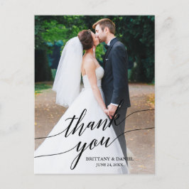 Cartão Postal Sobreposição de Foto de Casamento Caligrafia Obrig