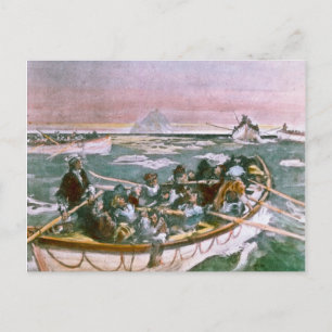 Cartão Postal Sobreviventes Titanic do RMS em Embarcações de Vid