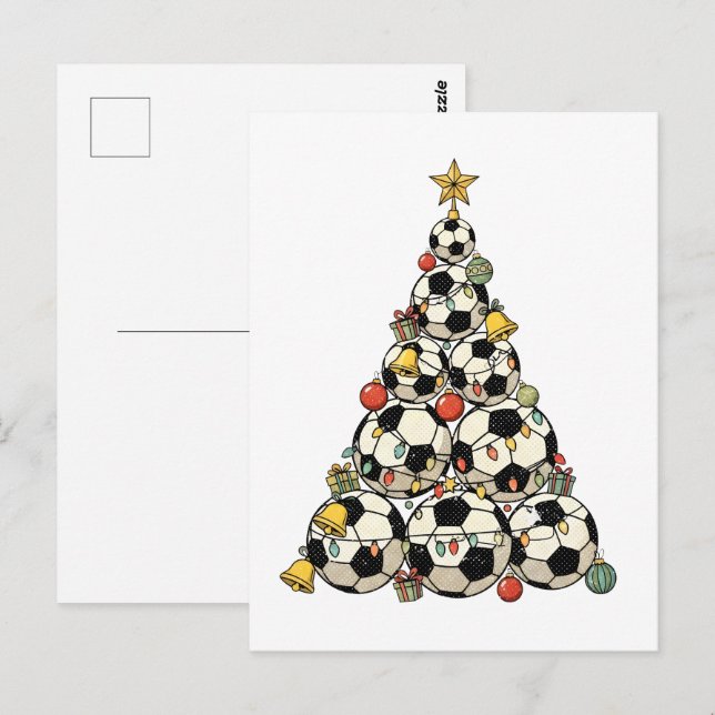 Cartão Postal Soccer Christmas Tree (Frente/Verso)