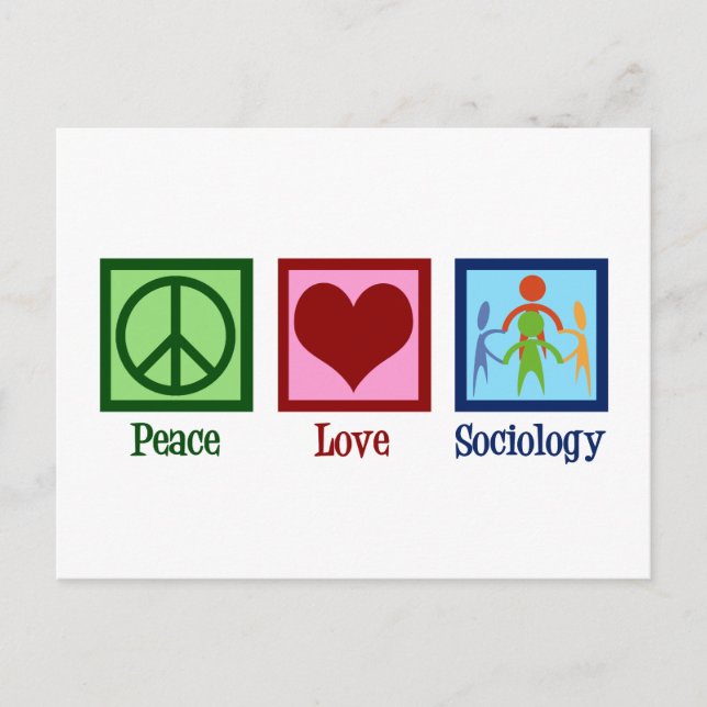 Cartão Postal Sociólogo Peace Love Sociology Professor (Frente)