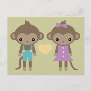Cartão Postal Sock Monkey Love