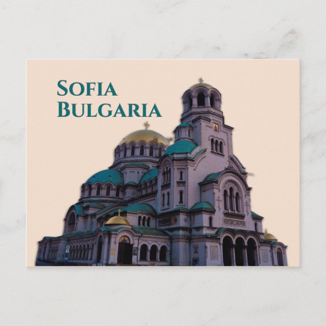 Cartão Postal Sofia Bulgária: Catedral de Alexander Nevsky (Frente)