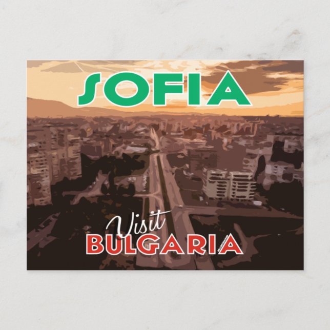 Cartão Postal Sofia, visite a Bulgária... (Frente)