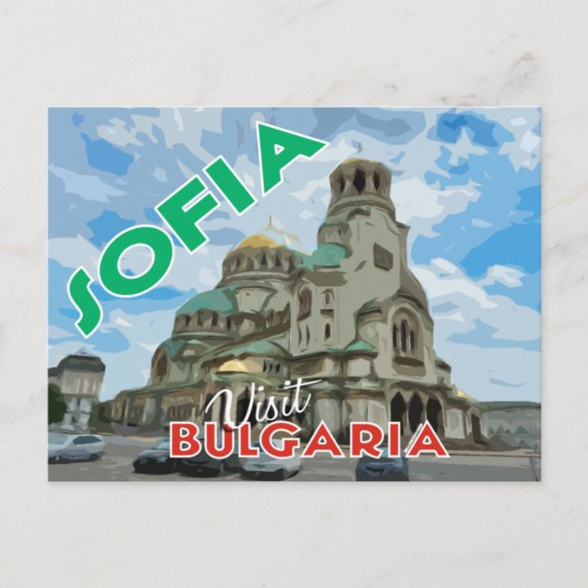 Cartão Postal Sofia, visite a Bulgária... (Frente)