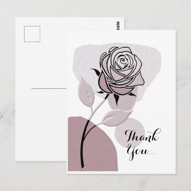 Cartão Postal Soft Artistic Lavander Rose Thank You  (Frente/Verso)