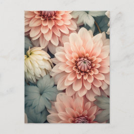 Cartão Postal soft colored dahlia flower head