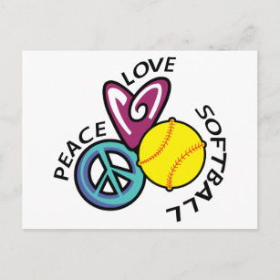 Cartão Postal Softball Peace Love