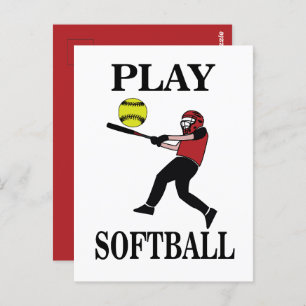 Cartão Postal Softball Player Play