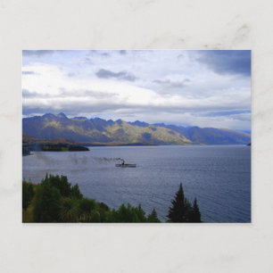 Cartão Postal Soja SS no lago Wakatipu, Queenstown, Nova Zelândi