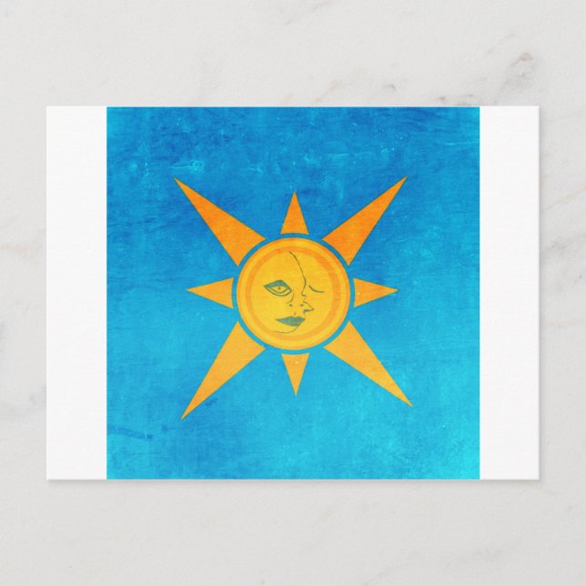 Cartão Postal Sol brilhando, lua dormindo — símbolo sol e lua (Frente)