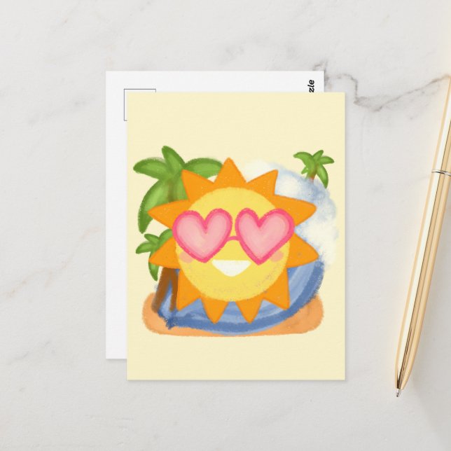 Cartão Postal Sol de Férias de Relaxamento de Verão (Frente/Verso In Situ)