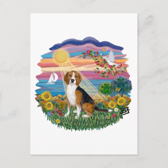 Cartão Postal Sol de Outono - Beagle #7 (Frente)