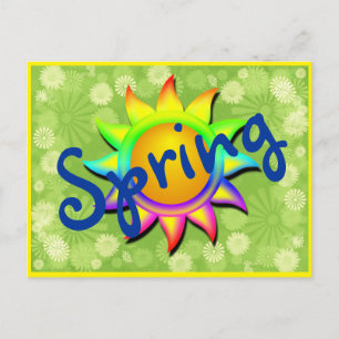 Cartão Postal Sol de primavera e flores