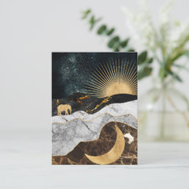 Cartão Postal Sol e Lua ouro com Elefante em Marble Cosmic